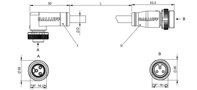 Соединительный кабель Balluff BCC A323-A313-30-365-PX03A5-150