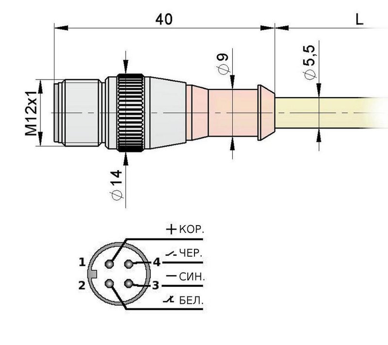 Разъем с кабелем Мега-К PS9-561-C18 (С18 L2,0 5)