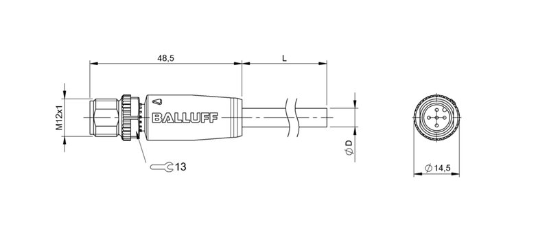 Разъем с кабелем Balluff BCC M415-0000-2A-067-PS75N6-015