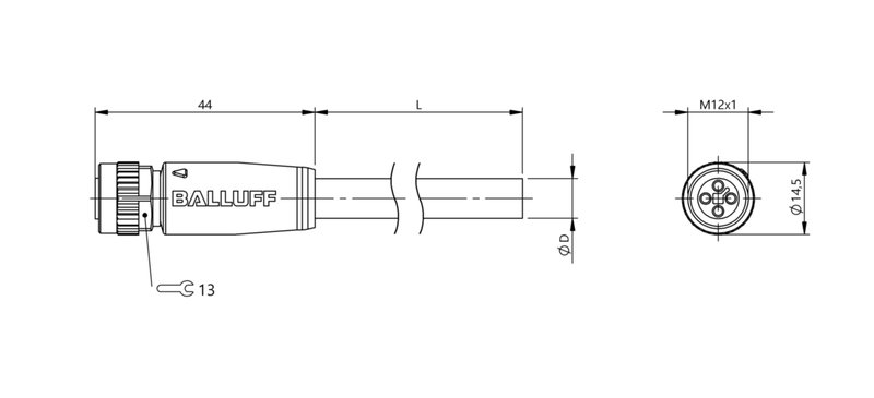 Разъем с кабелем Balluff BCC M414-0000-1T-003-PX04A5-030