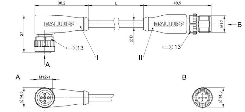 Соединительный кабель Balluff BCC M425-M415-3A-313-EX45T2-006