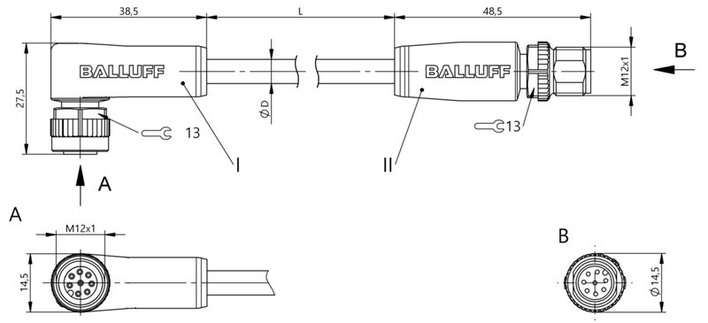 Соединительный кабель Balluff BCC M428-M418-3A-320-PX0825-100