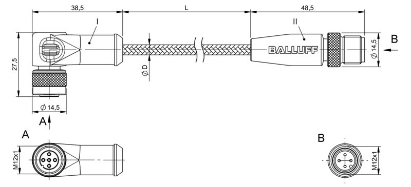 Соединительный кабель Balluff BCC W425-W414-3A-304-MW8434-003