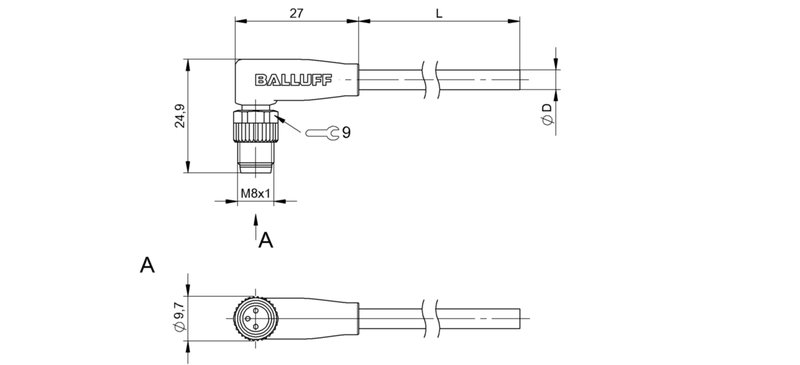 Разъем с кабелем Balluff BCC M323-0000-20-001-PX43T2-050