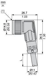 Разъем с кабелем Telemecanique XZCPV1965L2