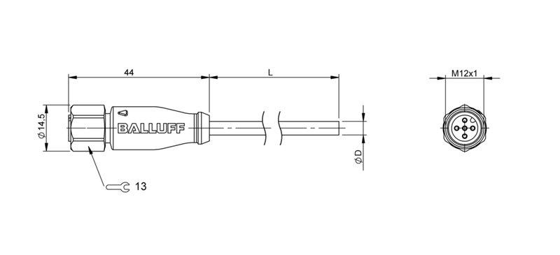 Разъем с кабелем Balluff BCC S415-0000-1A-003-VX8434-100