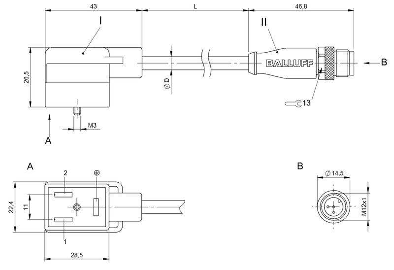 Соединительный кабель Balluff BCC VB43-M413-3E-666-PX0350-003