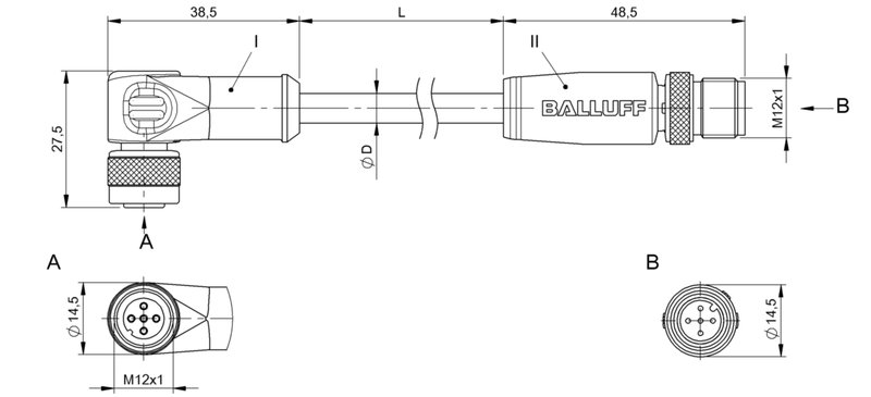 Соединительный кабель Balluff BCC W425-W414-3A-304-BW8434-010