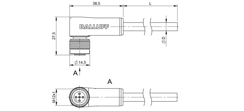 Разъем с кабелем Balluff BCC W425-0000-1A-003-TW0434-100