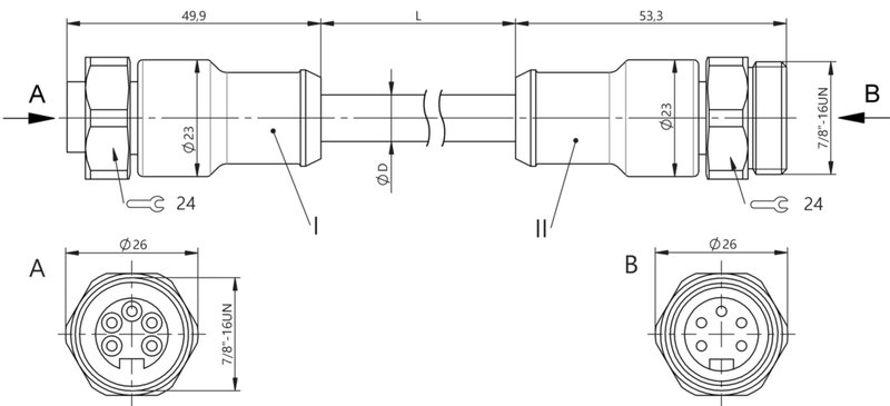 Соединительный кабель Balluff BCC C3B5-C3B5-30-335-YX85A5-100-C009