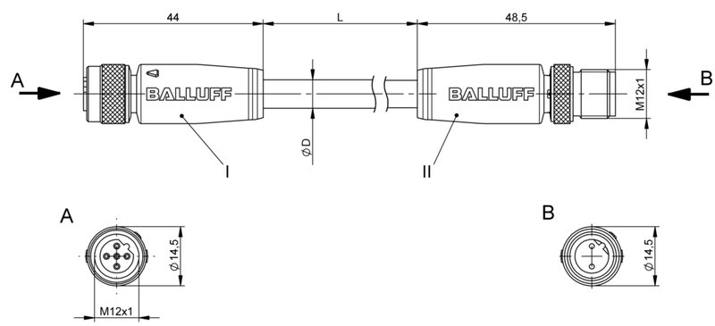 Соединительный кабель Balluff BCC M415-M412-3B-329-PS72N1-045