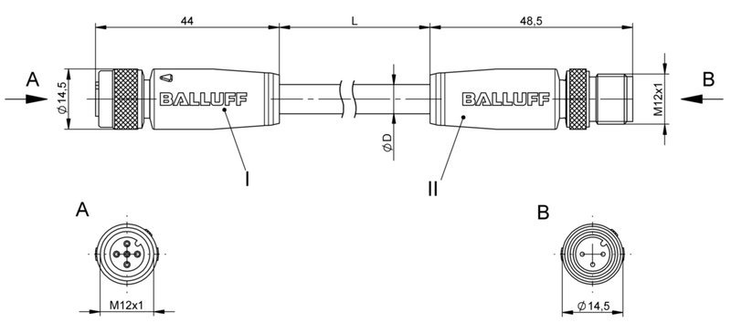 Соединительный кабель Balluff BCC M415-M413-3A-301-PS0350-015