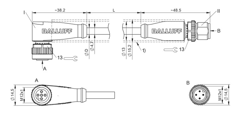 Соединительный кабель Balluff BCC M425-M414-3A-304-EX44T2-030-C008
