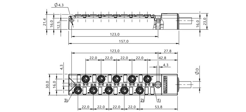 Распределительная коробка Balluff BPI AM303P-5K-B0-KPXC0-050