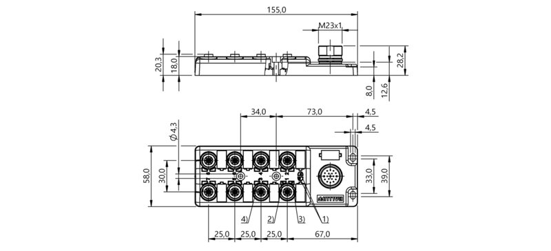 Распределительная коробка Balluff BPI 8M4A5N-2K-B0-SM6LT