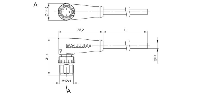 Разъем с кабелем Balluff BCC M423-0000-2A-004-PX0334-050