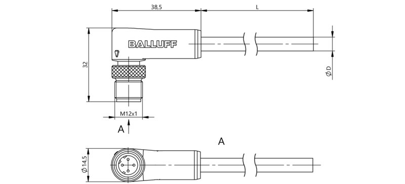 Разъем с кабелем Balluff BCC M424-0000-2D-032-PS54N2-030