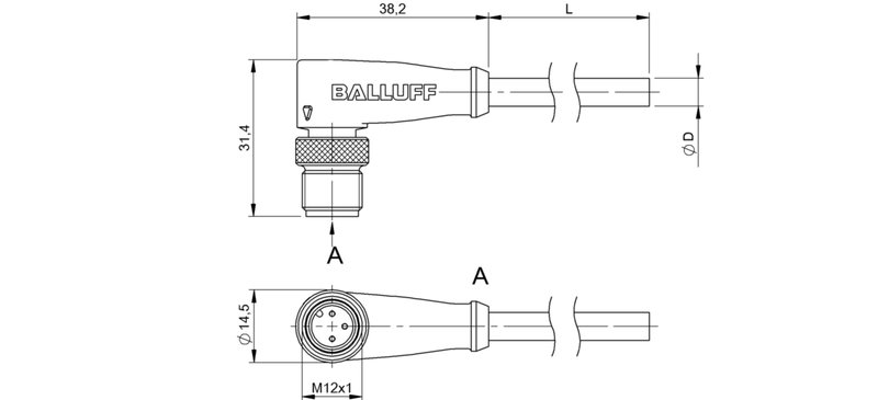 Разъем с кабелем Balluff BCC M423-0000-2A-036-PS0334-100