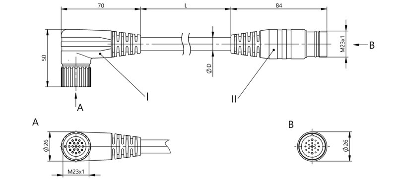 Соединительный кабель Balluff BCC M62L-M61L-30-350-PX0LP4-080