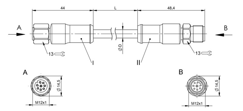 Соединительный кабель Balluff BCC S4B8-S4B8-3A-321-YX8825-100-C009