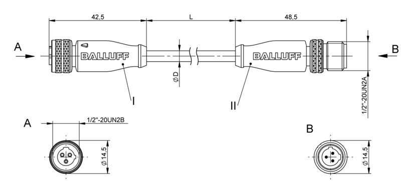Соединительный кабель Balluff BCC A213-A213-3C-375-EX43T2-050
