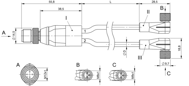 Y-образный распределитель Balluff BCC W414-W323-W323-U2049-006