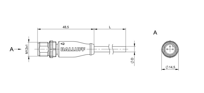 Разъем с кабелем Balluff BCC M413-0000-2A-002-VX8334-020