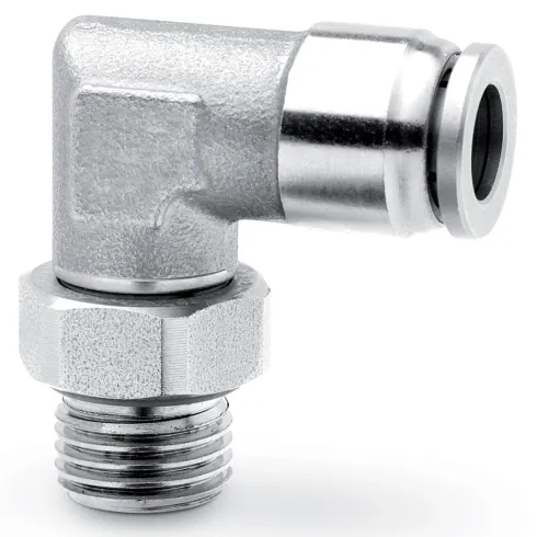 Штуцер цанговый угловой E.MC SPL-06-M6P из нержавеющей стали